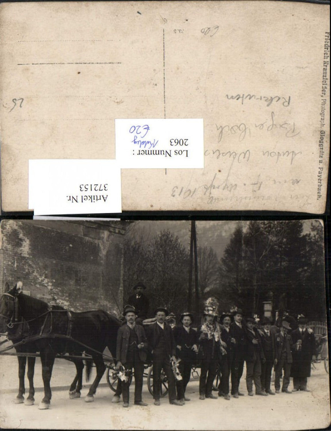 372153,Foto AK Payerbach an d. Rax Rekruten Erinnerung 17.04.1913 Kutsche