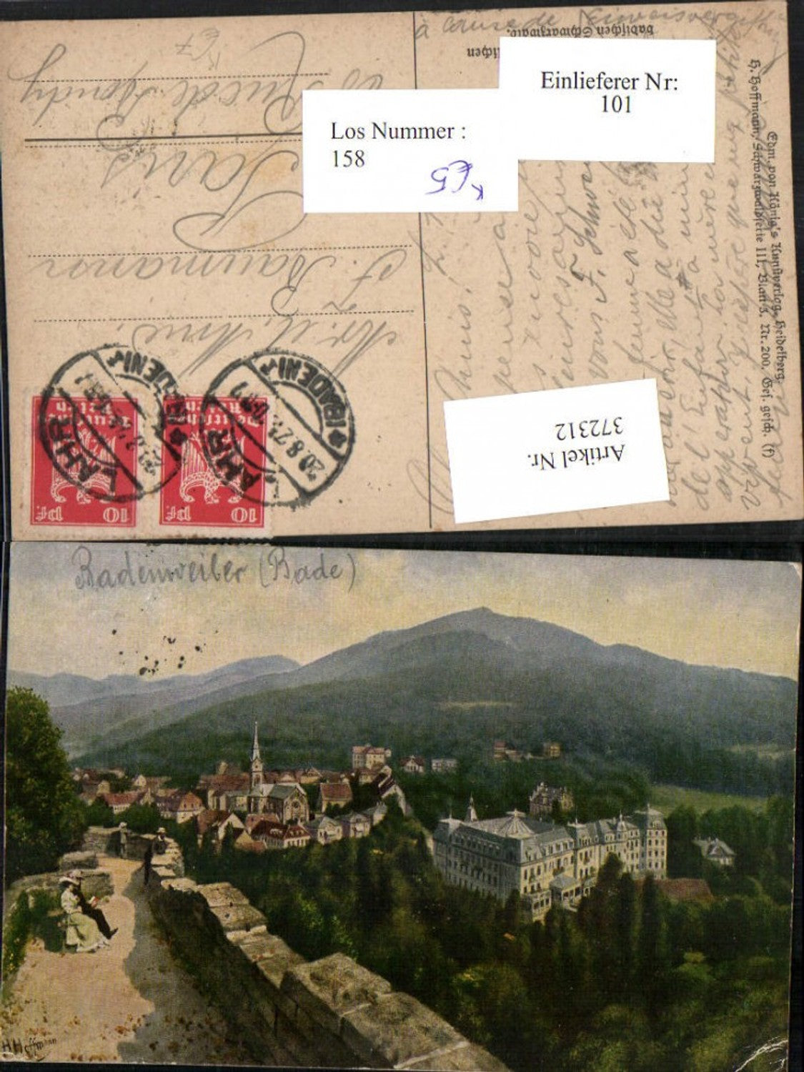 372312,Künstler AK Heinrich Hoffmann Badenweiler Totale Wegpartie