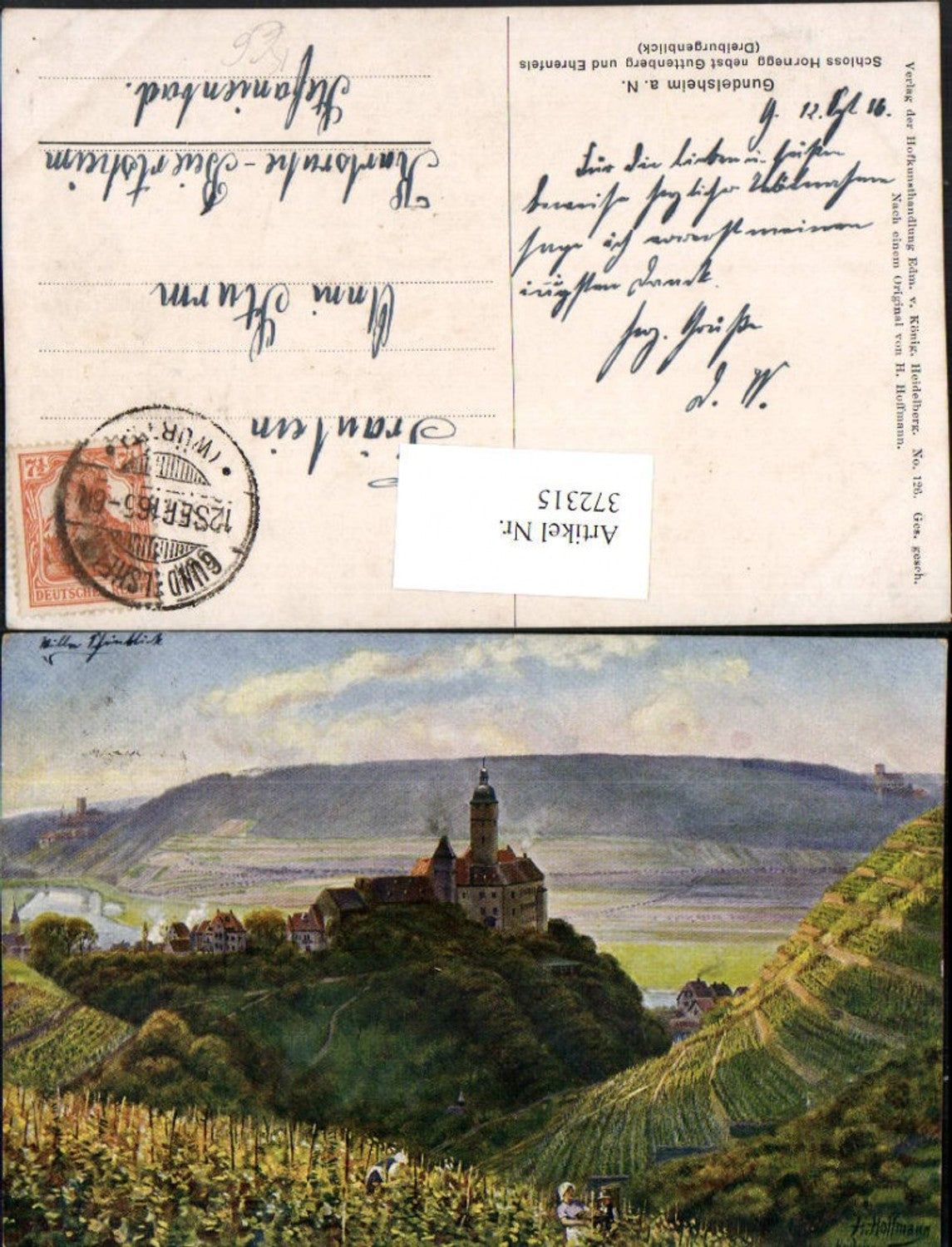 372315, Artist AK Heinrich Hoffmann Gundelsheim am Neckar Hornegg Castle Guttenberg Ehrenfels