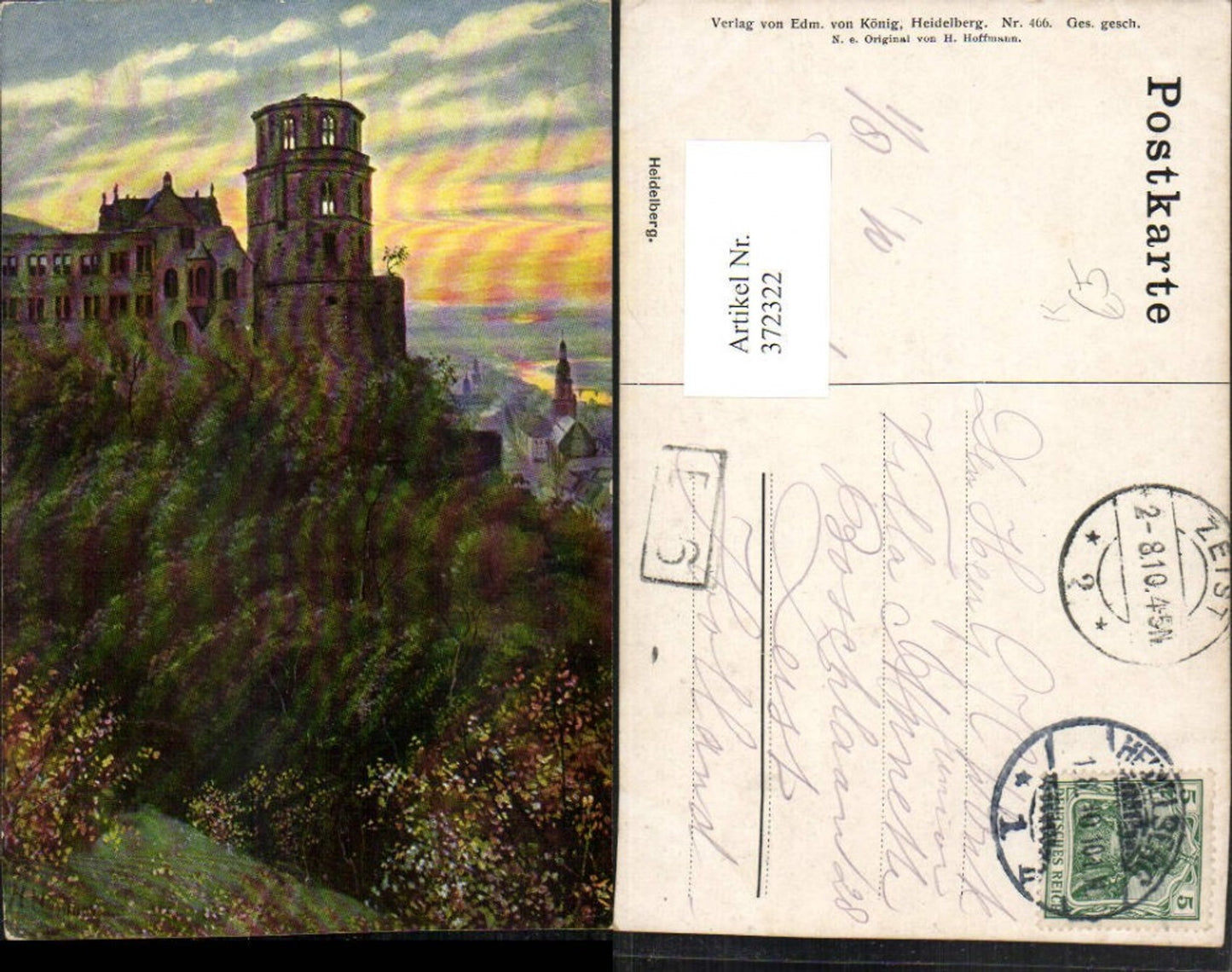 372322,Künstler AK Heinrich Hoffmann Heidelberg Schloss
