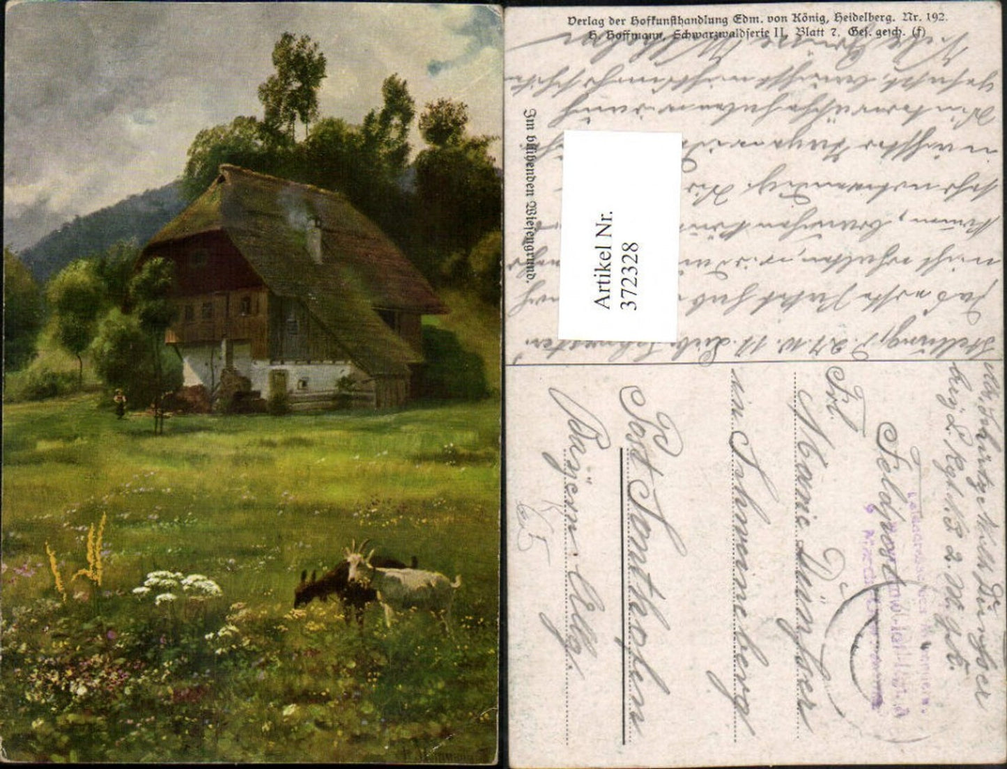 372328,Künstler AK Heinrich Hoffmann Wiesengrund Haus Ziegen pub Edmund v. König 192