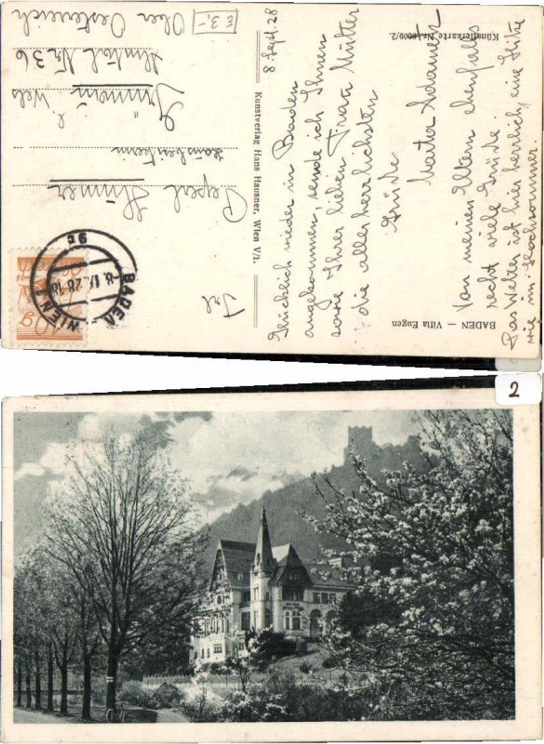 71609,Baden b. Wien Helenental Villa Eugen Künstlerkarte 8009-2