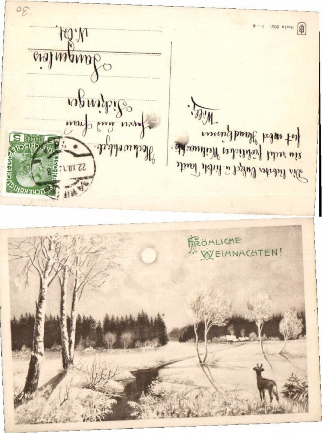 71739, Christmas Deer Winter Landscape