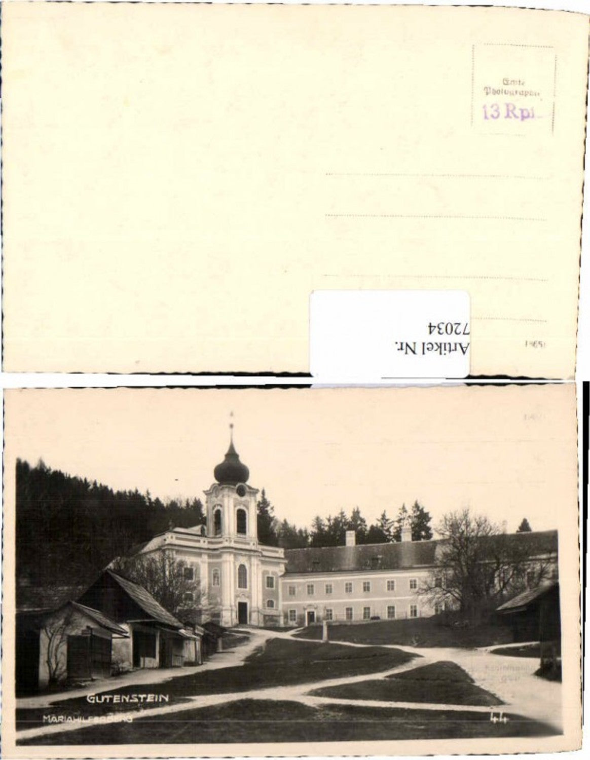 72034,Fotokarte Gutenstein Mariahilfberg 1930