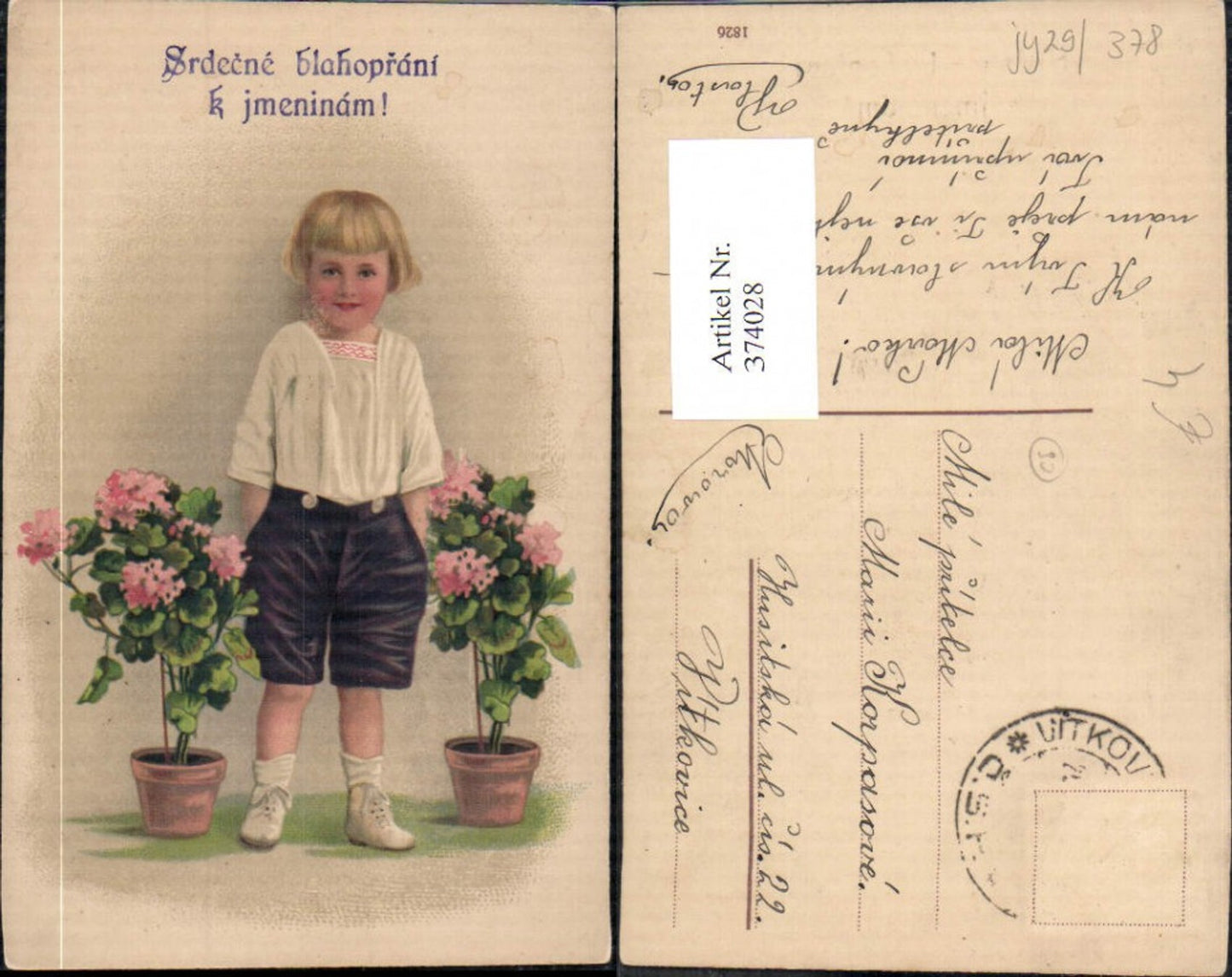 374028,Künstler Ak Kind Mädchen Blumentöpfe Blumen