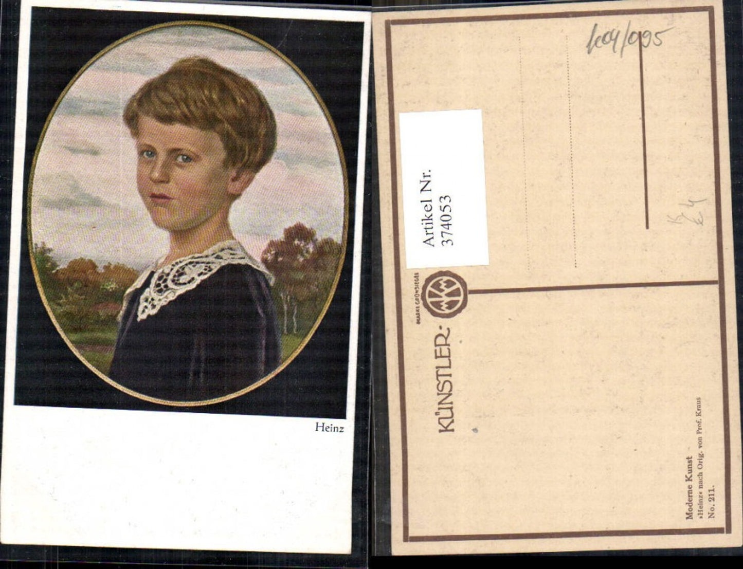 374053,Künstler Ak Prof. Kraus Heinz Kind Bub Junge Portrait