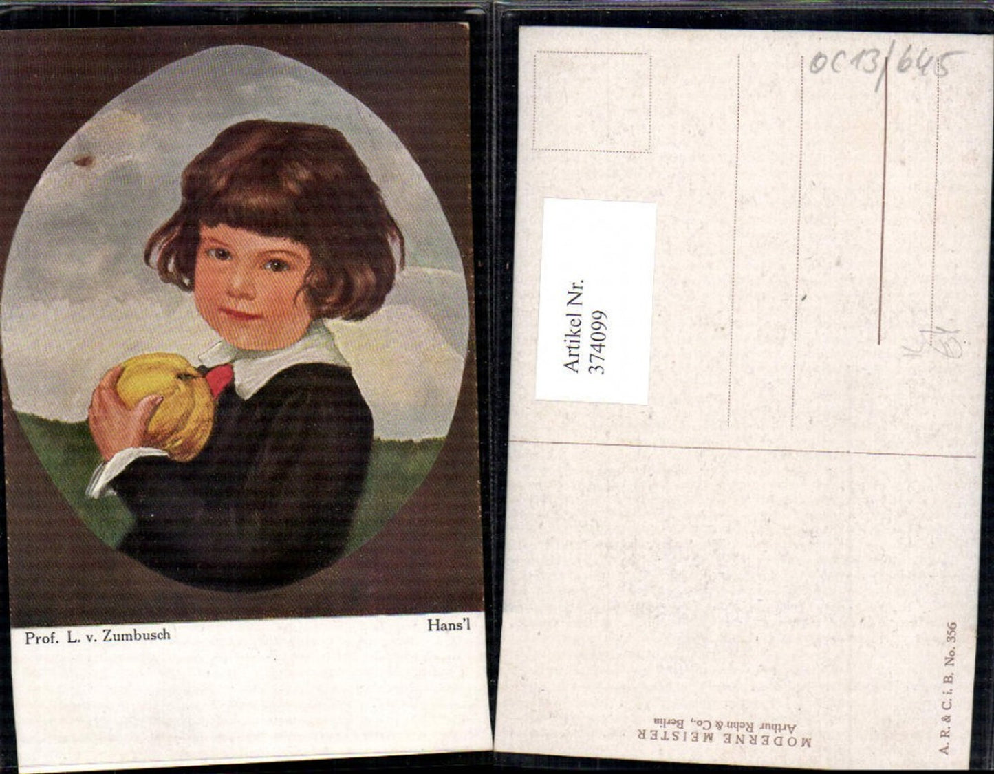 374099,Künstler Ak Prof. L. v. Zumbusch Hansl Kind Bub Junge Obst Kürbis Portrait Passepartout