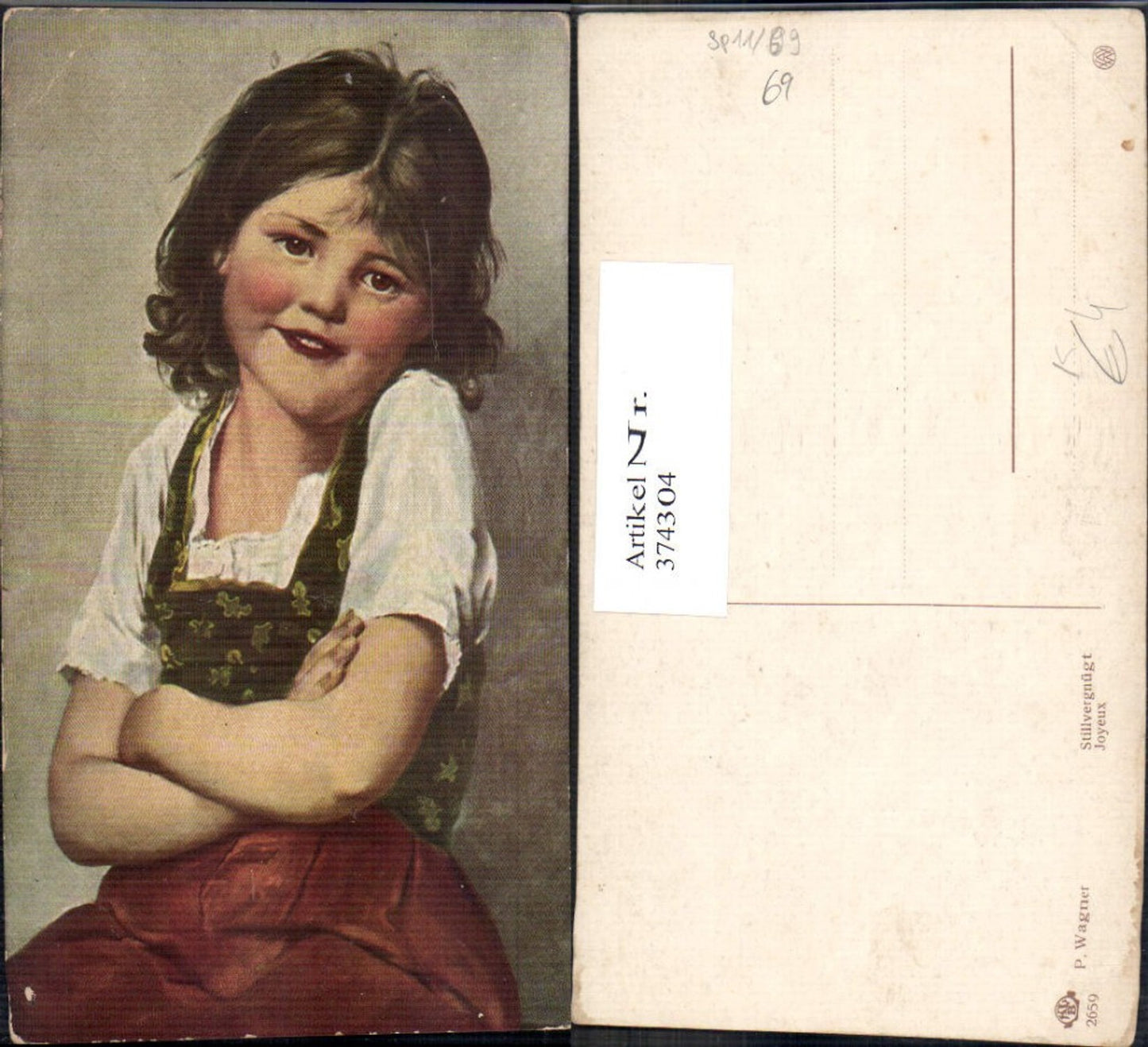 374304,Künstler Ak P. Wagner Stillvergnügt Kind Mädchen Portrait