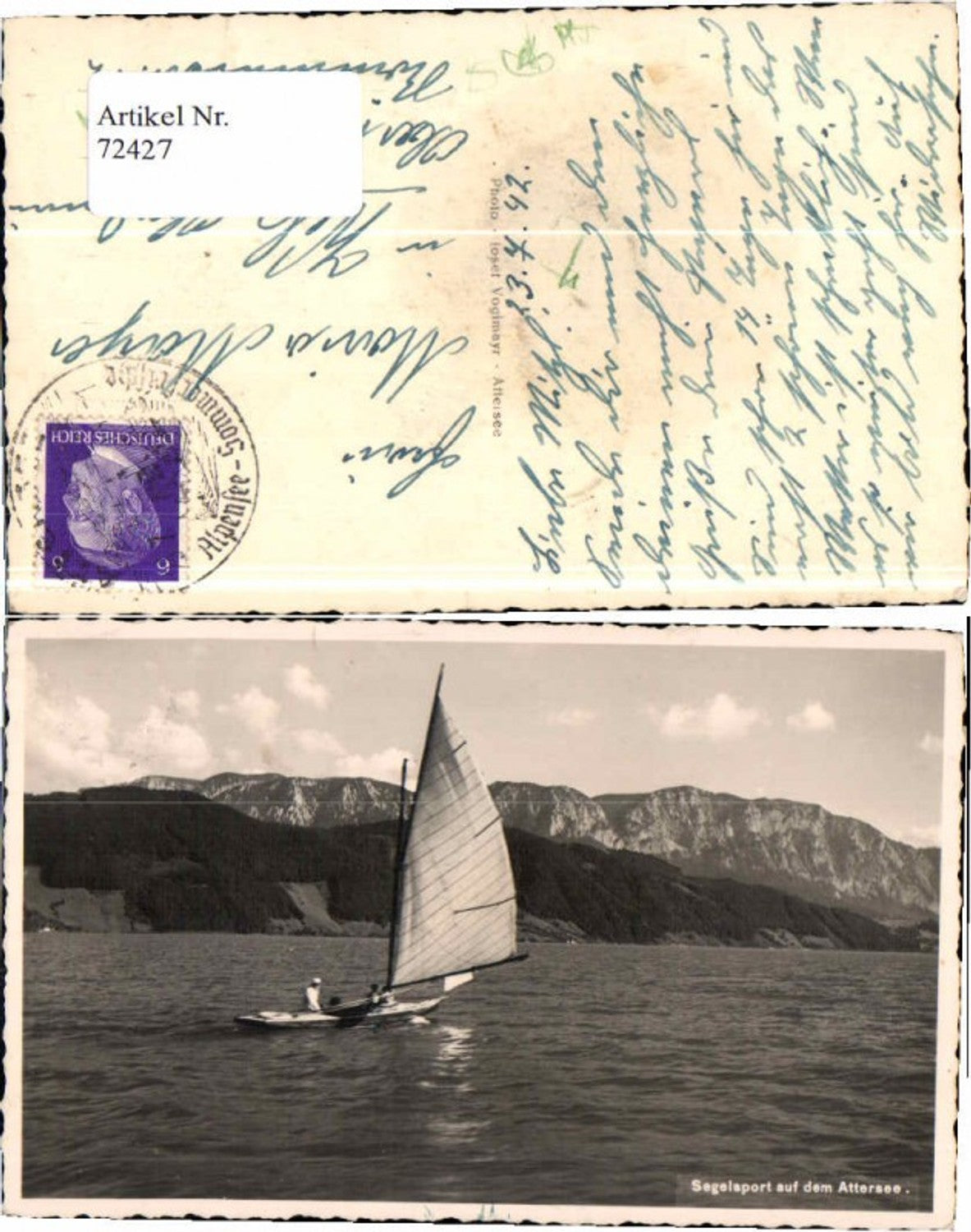 72427, Sailing on Lake Attersee, sailboat 1940