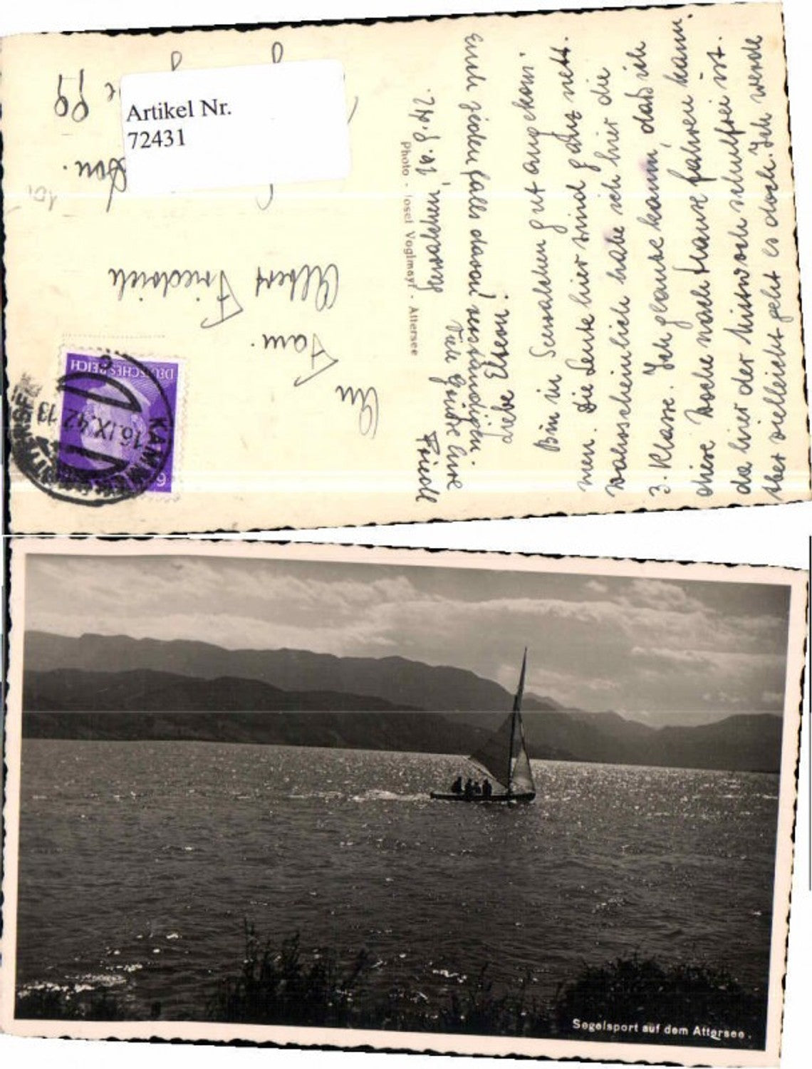 72431, Sailing on Lake Attersee, sailboat 1940