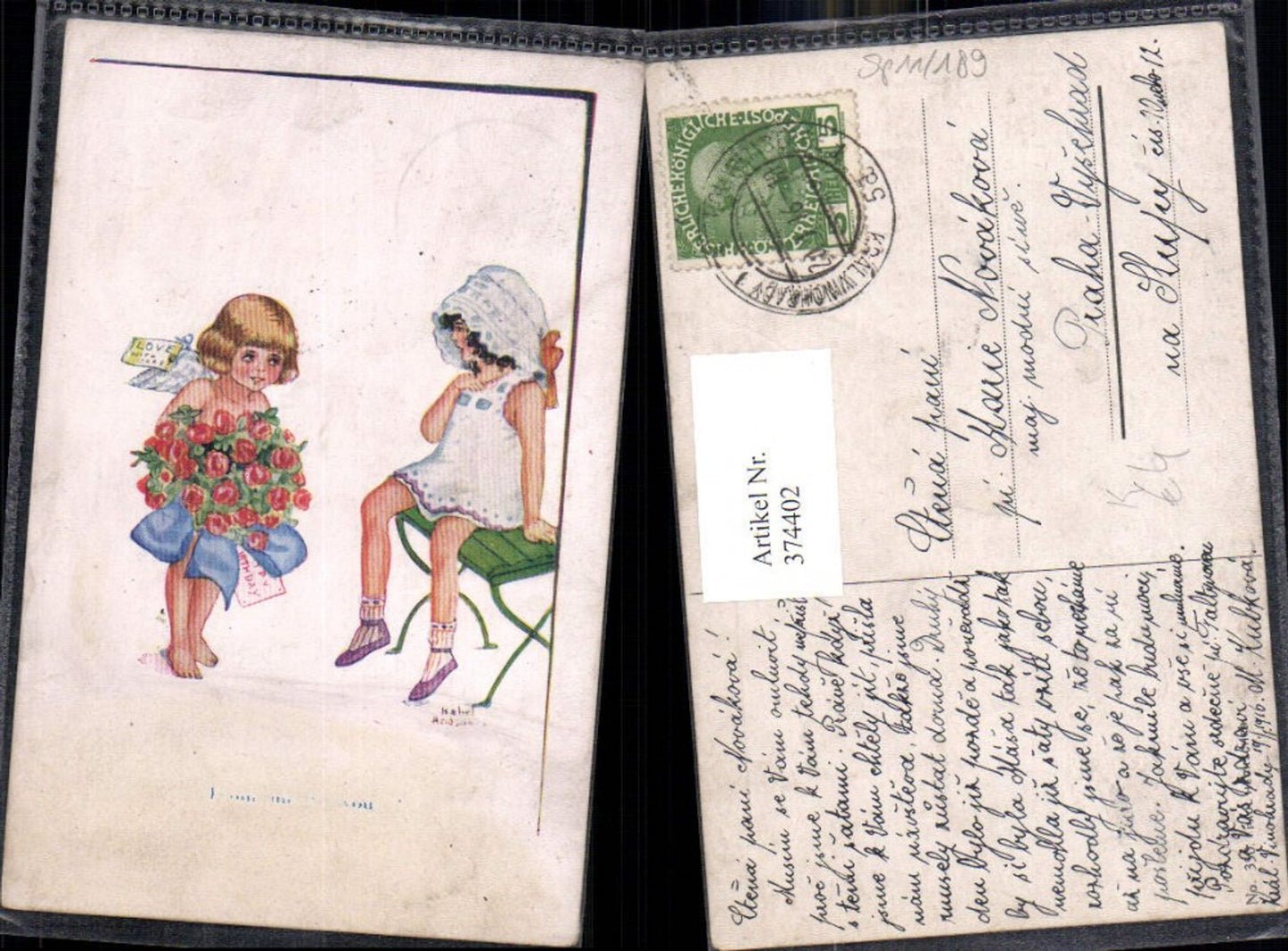 374402,Künstler Ak Amor Blumenstrauß Happy Birthday Mädchen pub Paul Heckscher 350