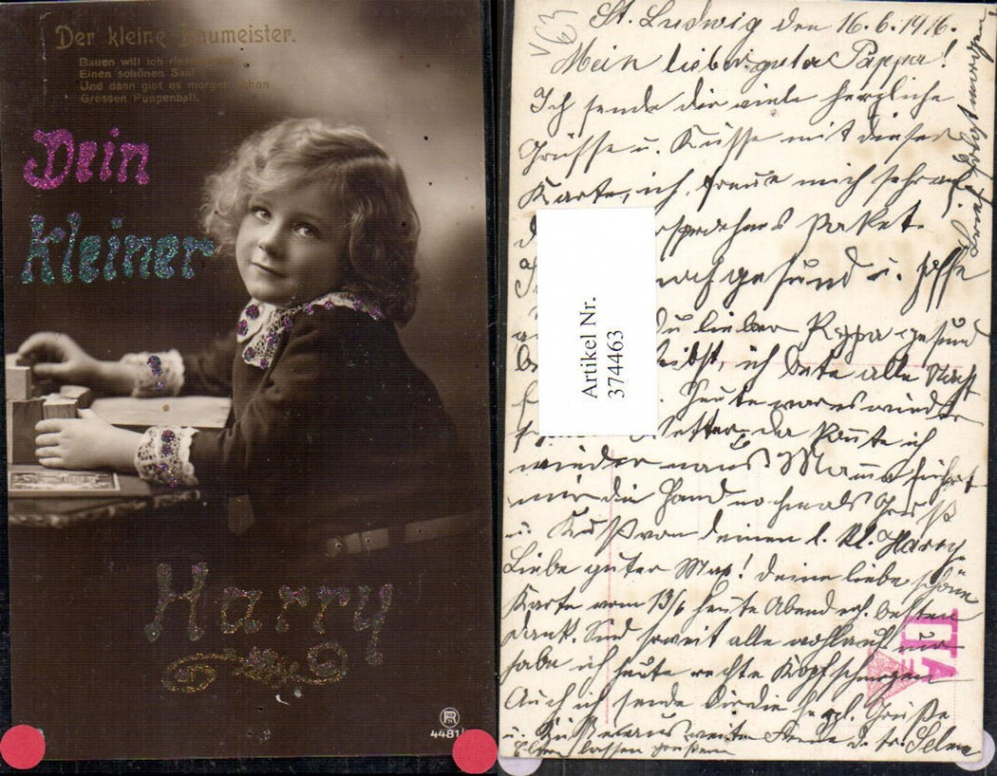 374463,Kinder Bub Junge Der kleine Baumeister Text pub RPH 4481/2