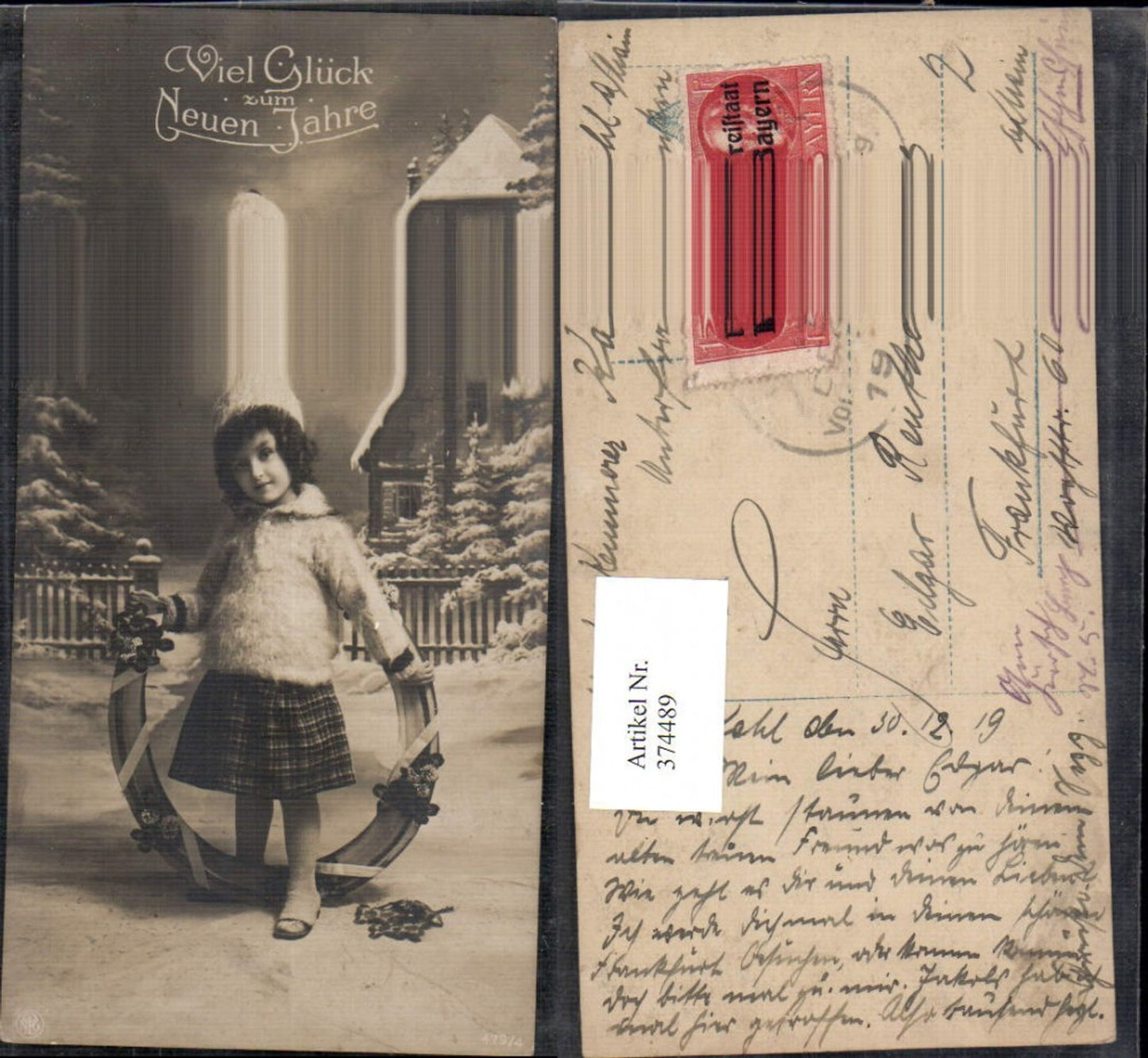 374489,Kind Mädchen Haube Pelzjacke Hufeisen Winterlandschaft pub NPG