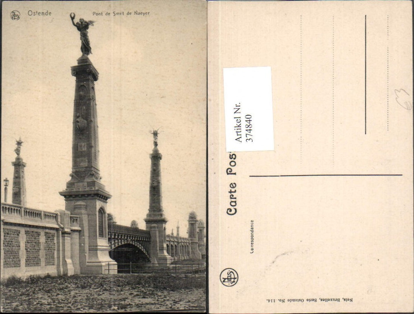 374840, Belgium Ostend Pont de Smet de Naeyer Bridge Columns