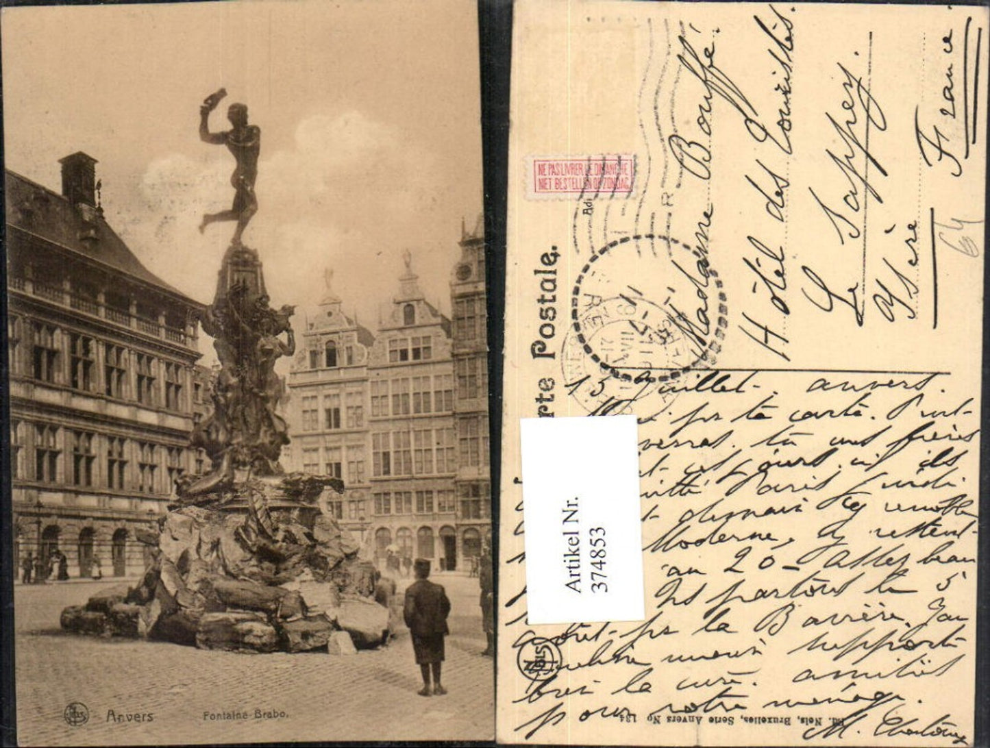 374853,Belgium Anvers Antwerpen Fontaine Brabo Brunnen Statue