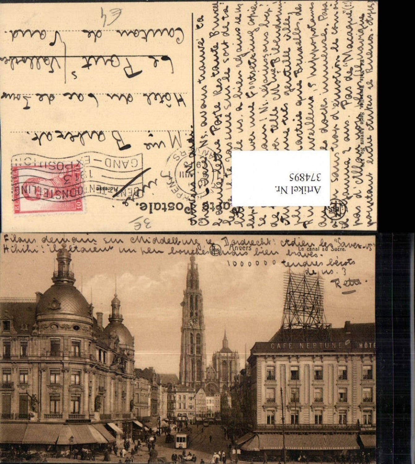 374895,Belgium Anvers Antwerpen Le canal au Sucre Straßenansicht Cafe Neptune