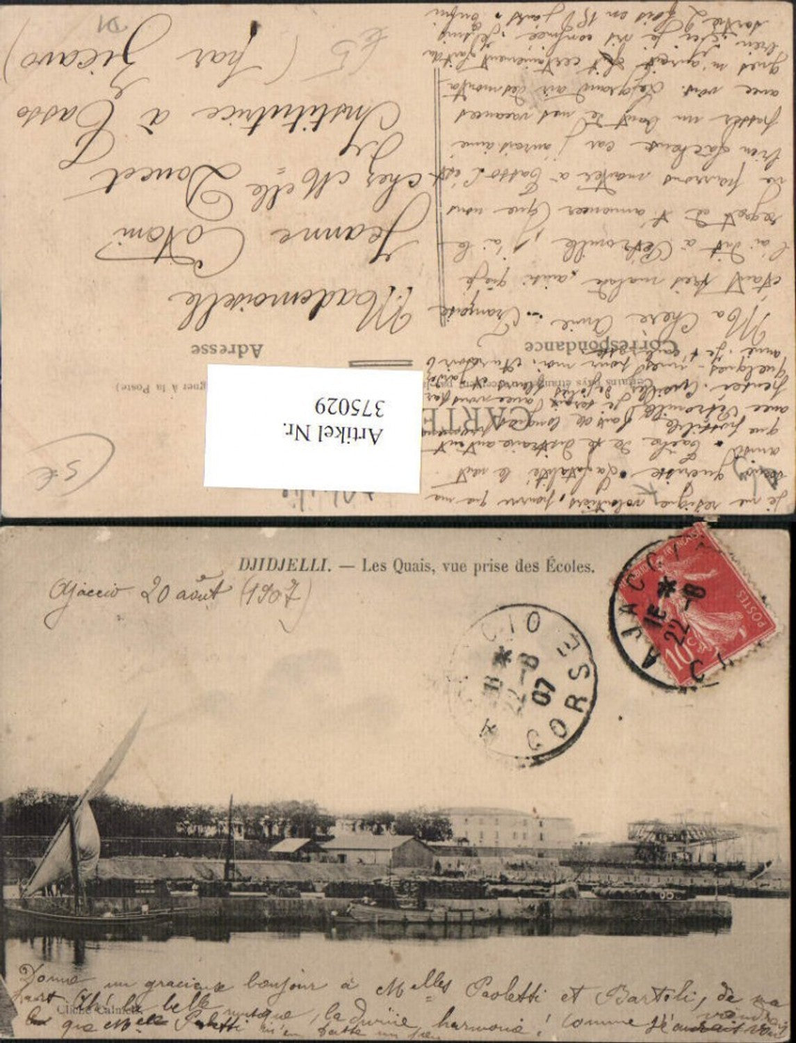 375029,Algeria Djidjelli Jijel Les Quais vue prise des Ecoles Segelboot Schule