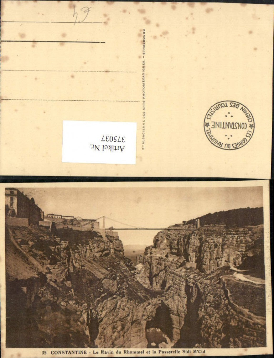 375037,Algeria Constantine Le Ravin du Thummel et la Passerelle Sidi M'Cid Brücke