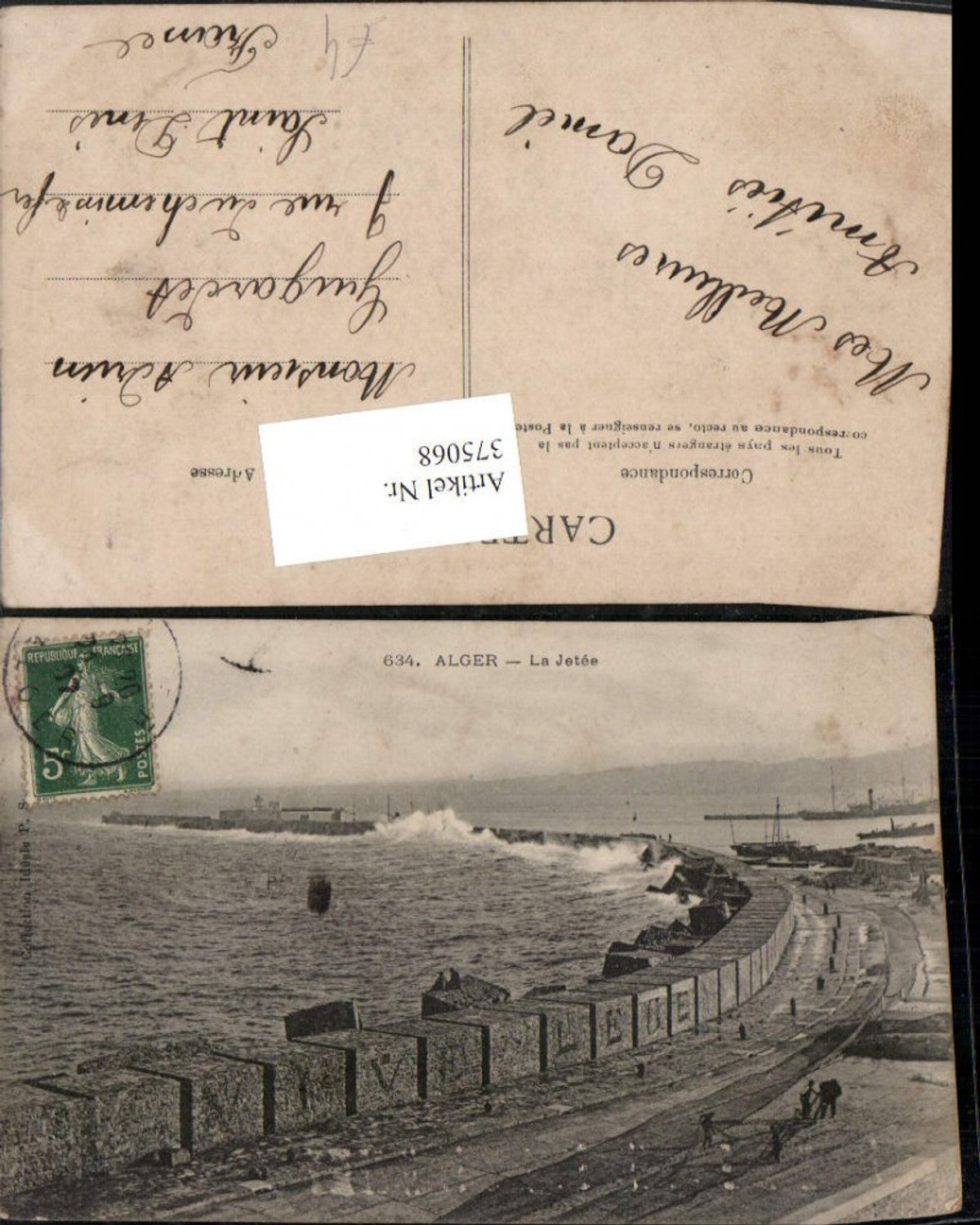 375068,Algeria Alger Algier La Jetee Mole Brandung