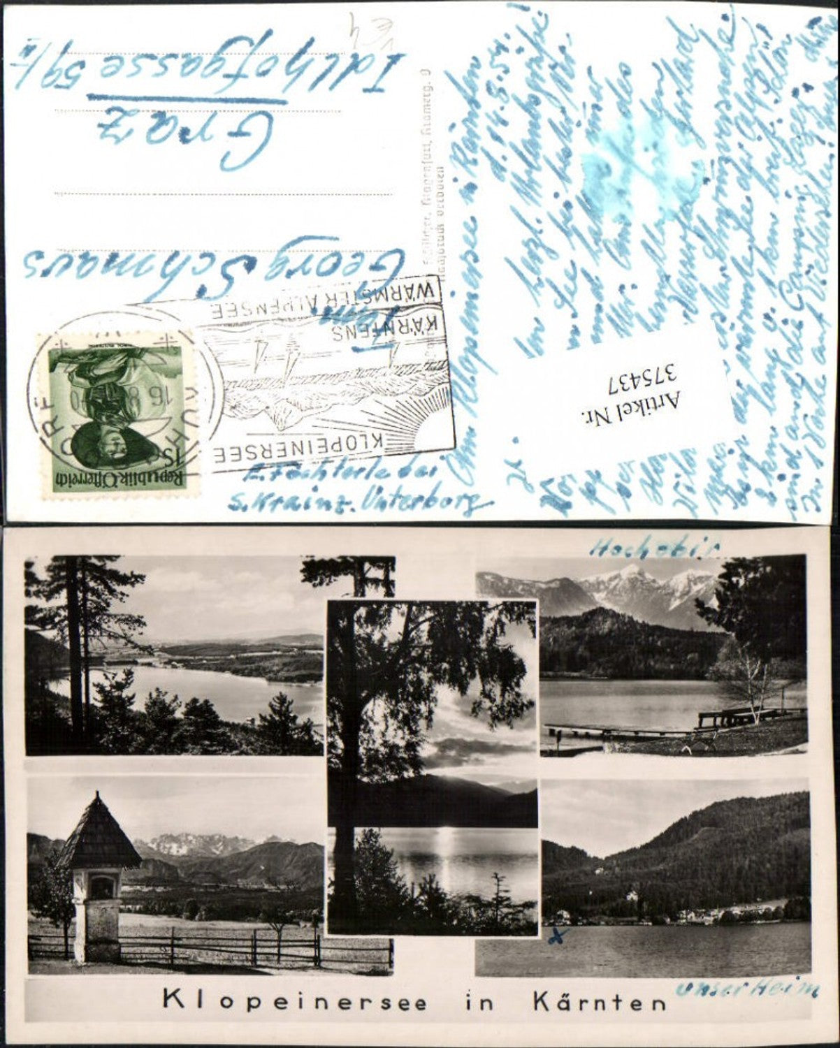 375437,Klopeinersee See b. St. Kanzian Bildstock Bergkulissen Mehrbildkarte pub Franz Schilcher