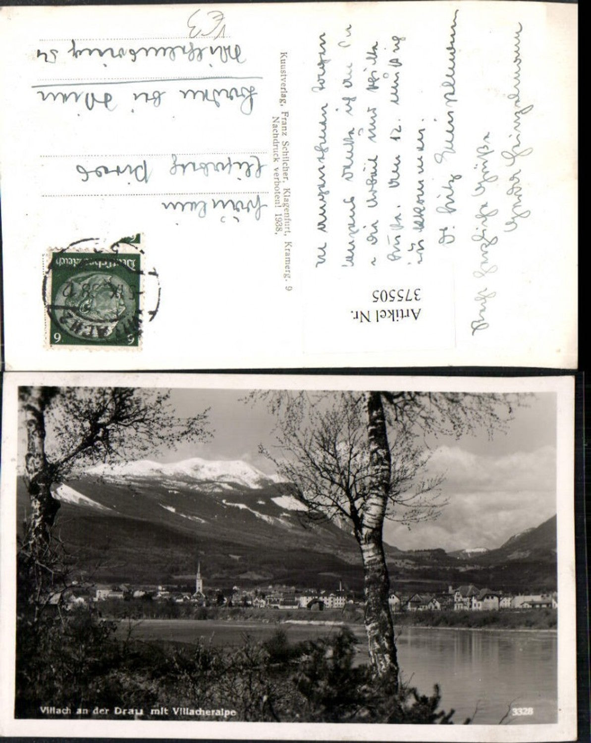 375505,Villach an d. Drau Teilansicht m. Villacheralpe Bergkulisse pub Franz Schilcher 3328
