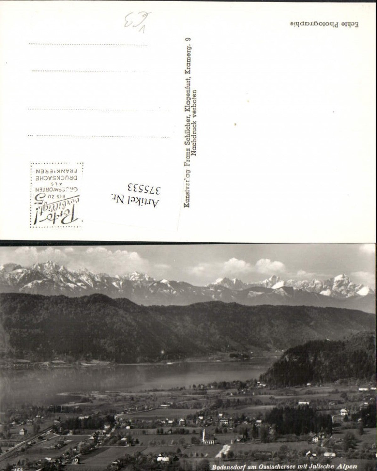 375533,Bodensdorf am Ossiachersee Totale m. Julische Alpen Bergkulisse pub Franz Schilcher 455