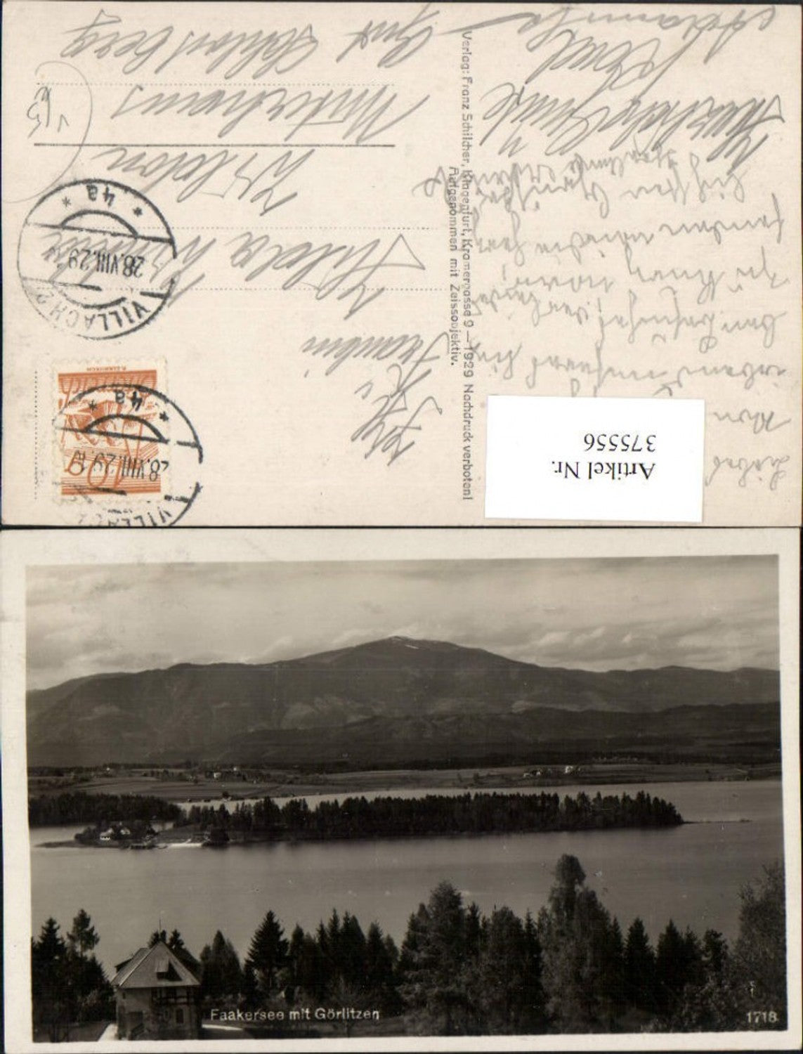 375556,Faakersee See b. Faak m. Görlitzen Bergkulisse pub Franz Schilcher 1718