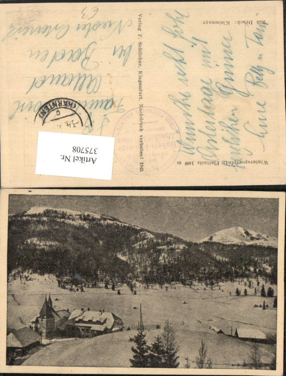 375708, Flattnitz near Friesach, partial view of mountain scenery, winter scene, Franz Schilcher