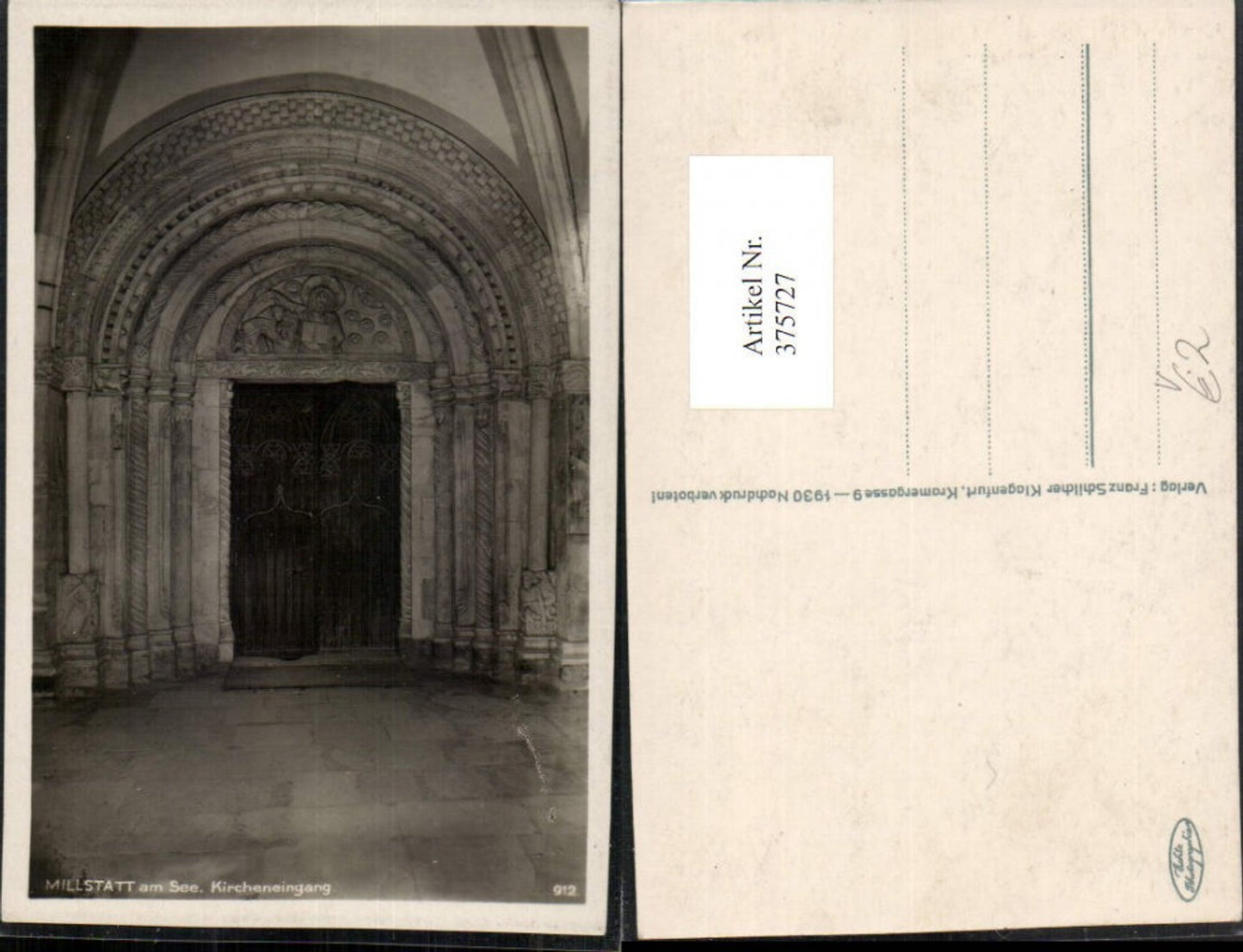 375727,Millstatt am See Kircheneingang Kirche Portal pub Franz Schilcher 912