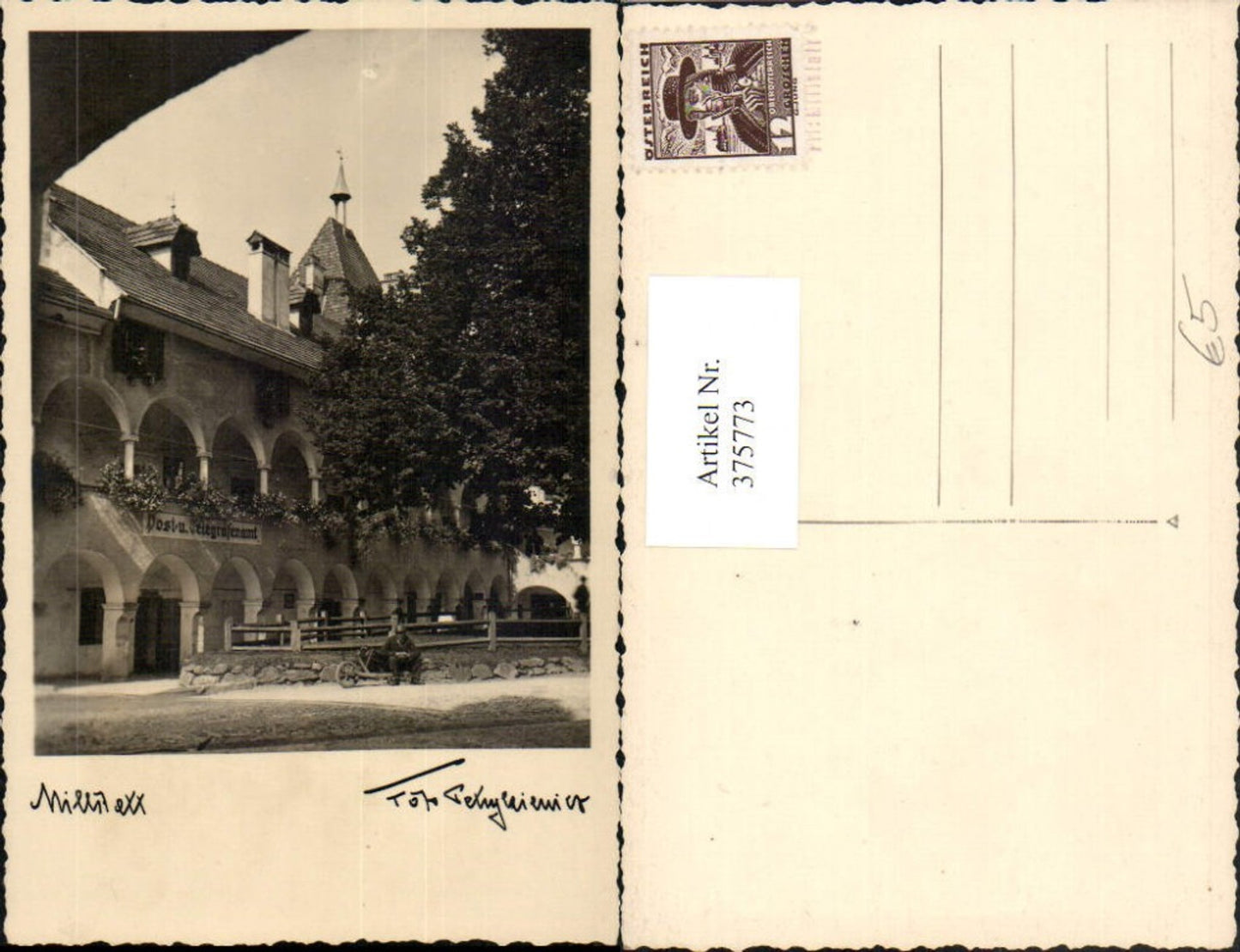 375773,Millstatt am See Post- u. Telegrafenamt Gebäude Arkaden