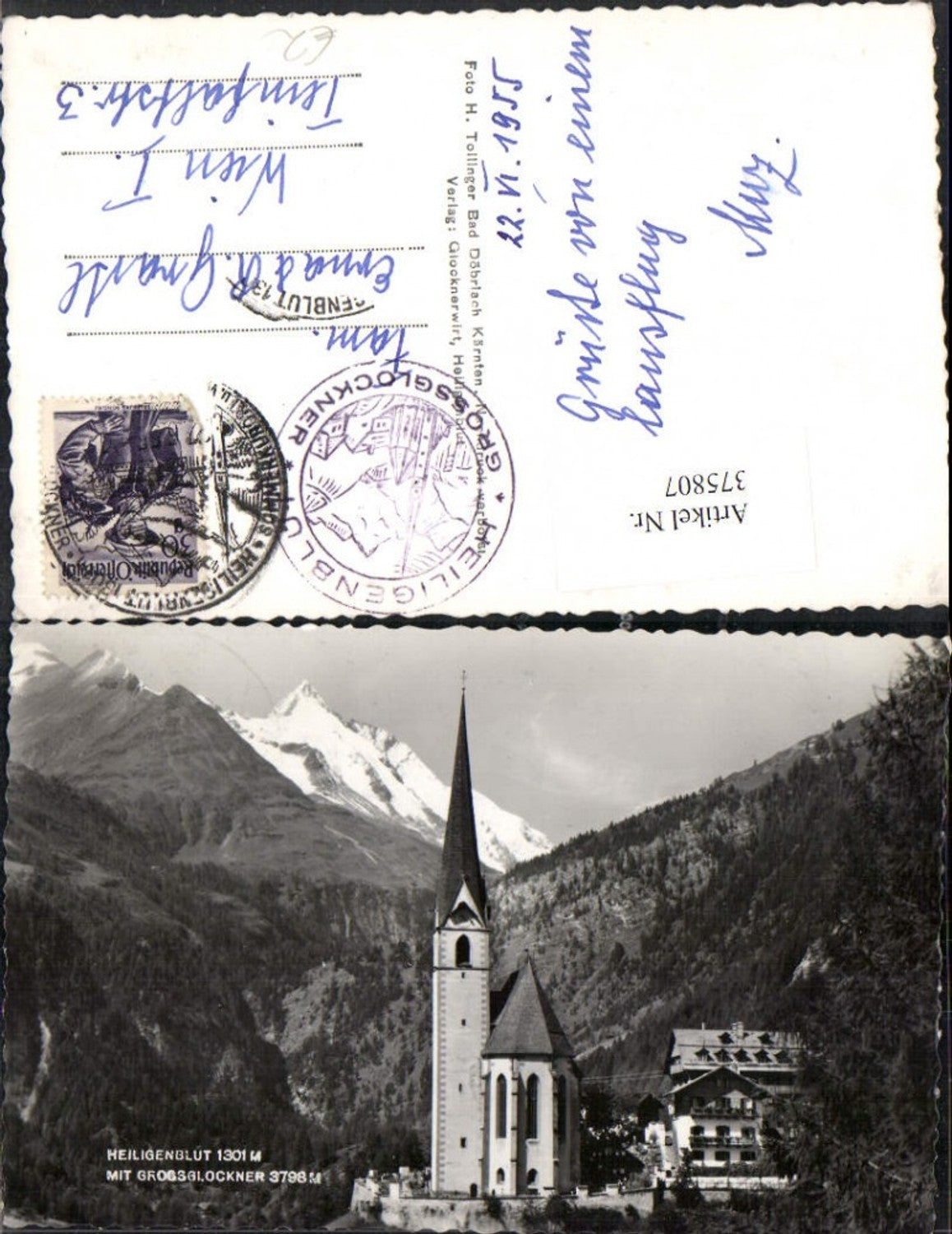 375807,Heiligenblut Kirche m. Großglockner Bergkulisse