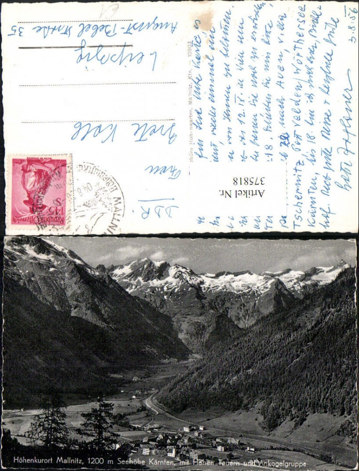 375818,Mallnitz Totale m. Hohen Tauern u. Ankogelgruppe Bergkulisse