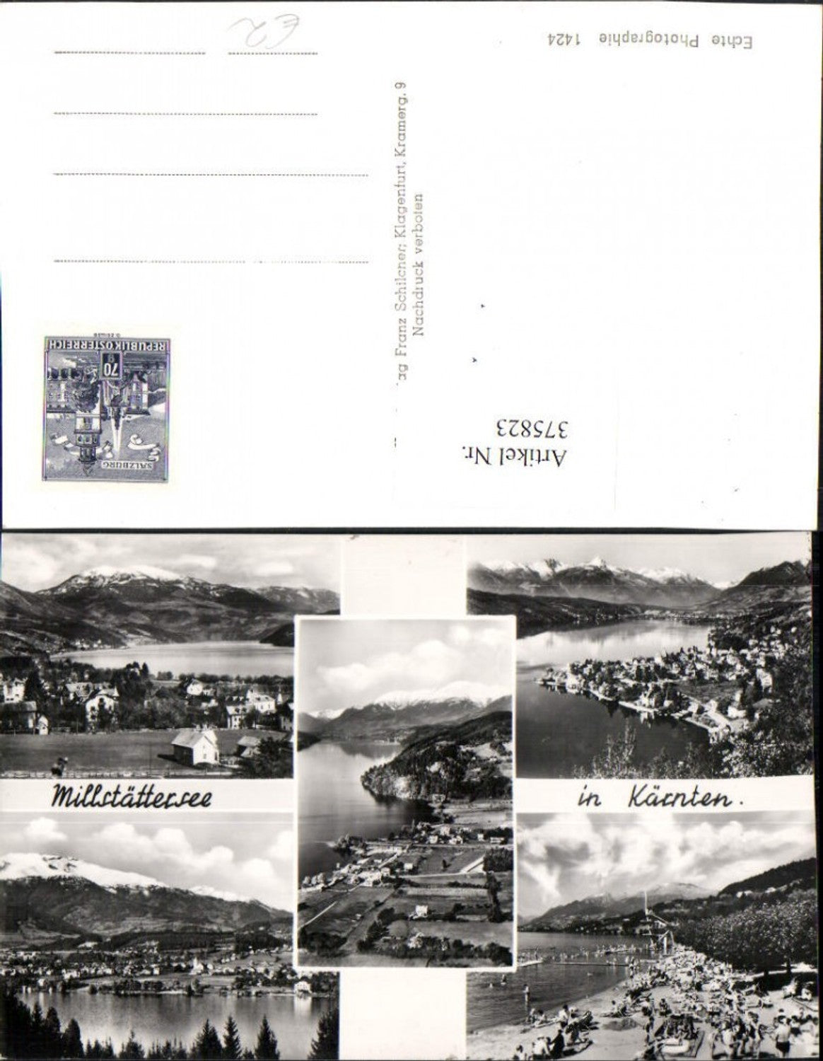 375823,Millstättersee See b. Millstatt Seeboden Totale Strandbad Mehrbildkarte