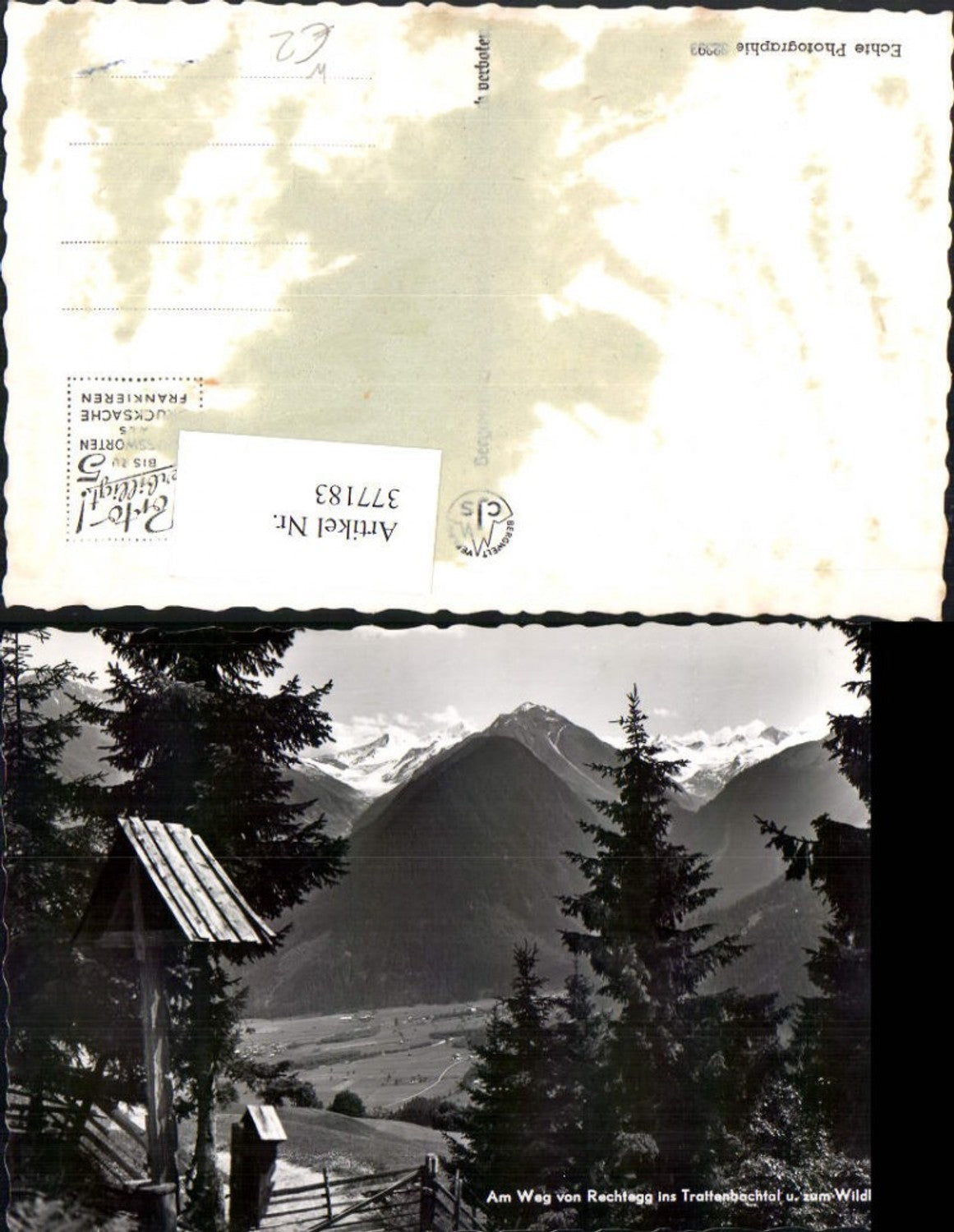 377183,Am Weg von Rechtegg ins Trattenbachtal u. Wildkogel b. Neukirchen Wegkreuz Bergkulisse