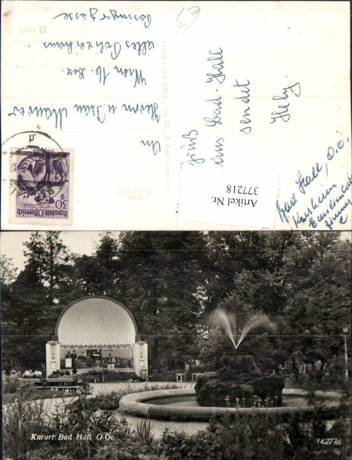 377218,Bad Hall Kurpark Springbrunnen Musikpavillon