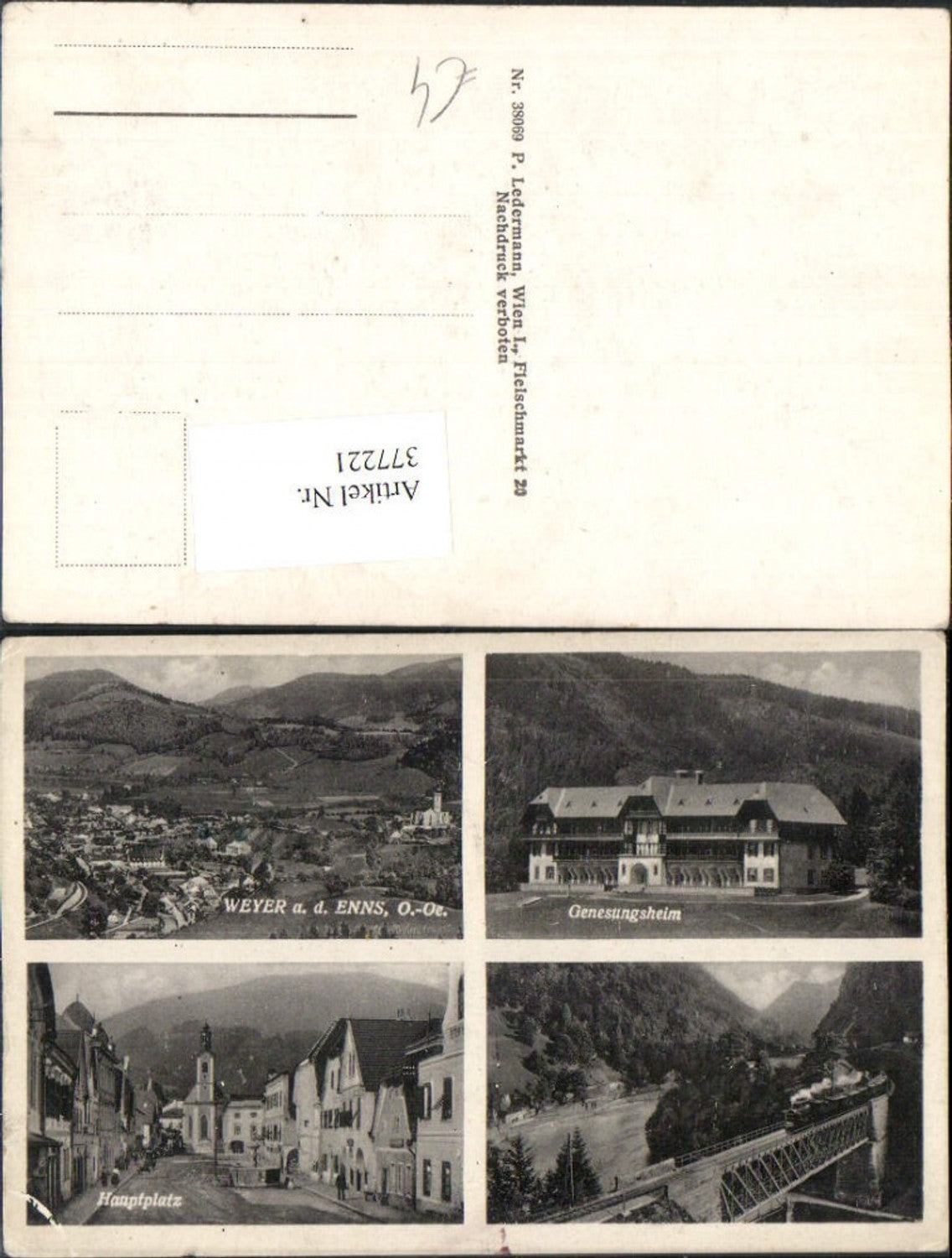 377221,Weyer an d. Enns Totale Hauptplatz Genesungsheim Viadukt Brücke Mehrbildkarte