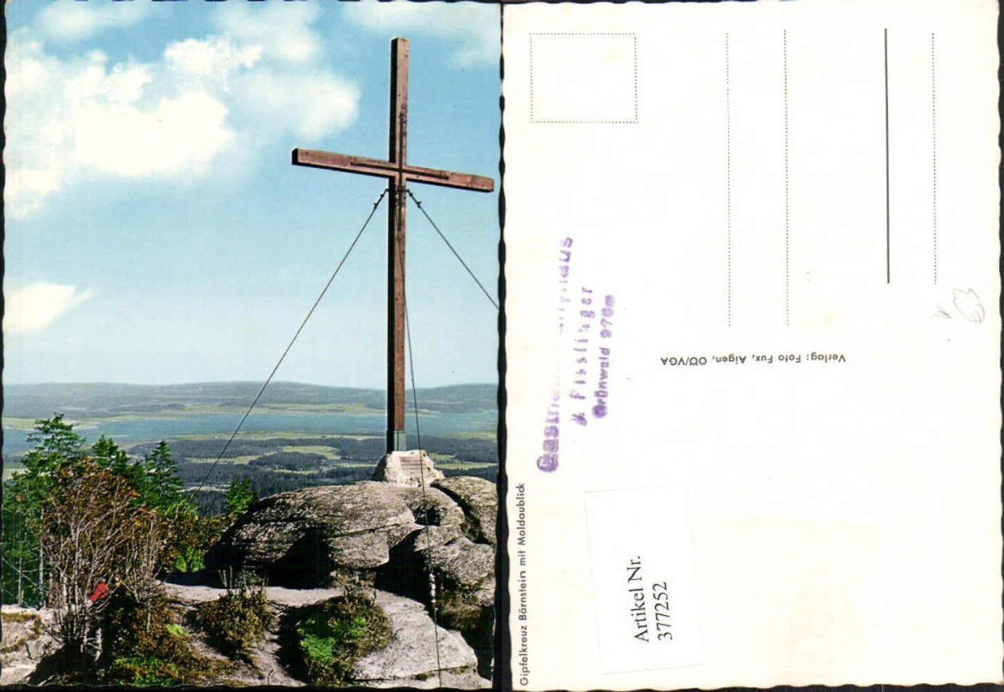 377252, Summit cross Bärnstein Bärenstein near Aigen with view of the Moldau river