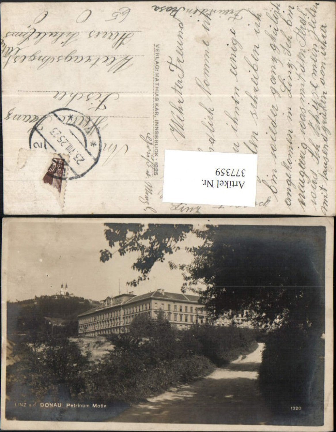377359,Linz an d. Donau Petrinum Gebäude Motiv Wegpartie