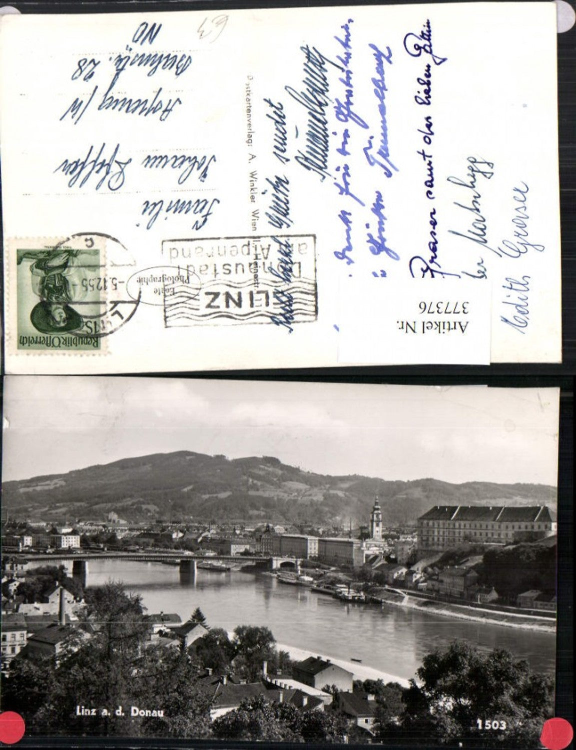 377376,Linz an d. Donau Teilansicht Brücke