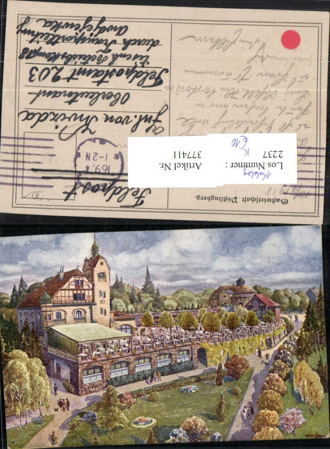 377411,Künstler AK Gustav Simon Linz an d. Donau Gastwirtschaft Pöstlingberg