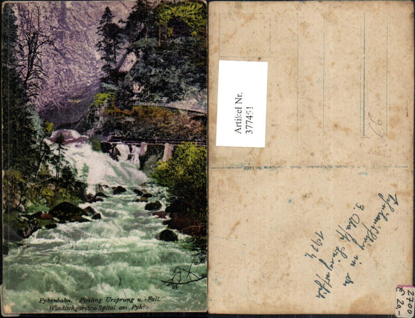 377451,Windischgarsten Spital am Pyhrn Piesling Ursprung u. Wasserfall pub F. E. Brandt 1402