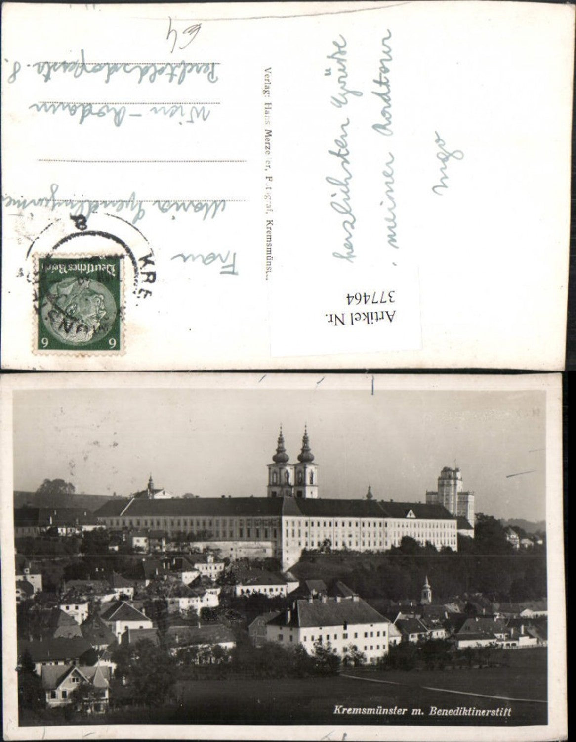 377464,Kremsmünster Teilansicht m. Benediktinerstift Stift