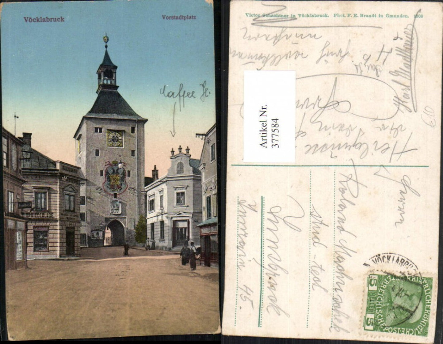 377584,Vöcklabruck Vorstadtplatz Straßenansicht Tor Turm