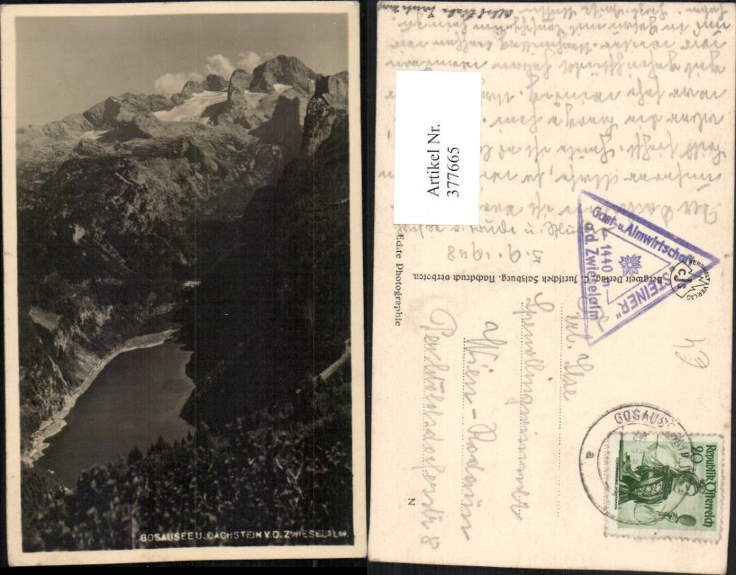 377665,Gosausee See b. Gosau m. Dachstein von d. Zwieselalm Bergkulisse