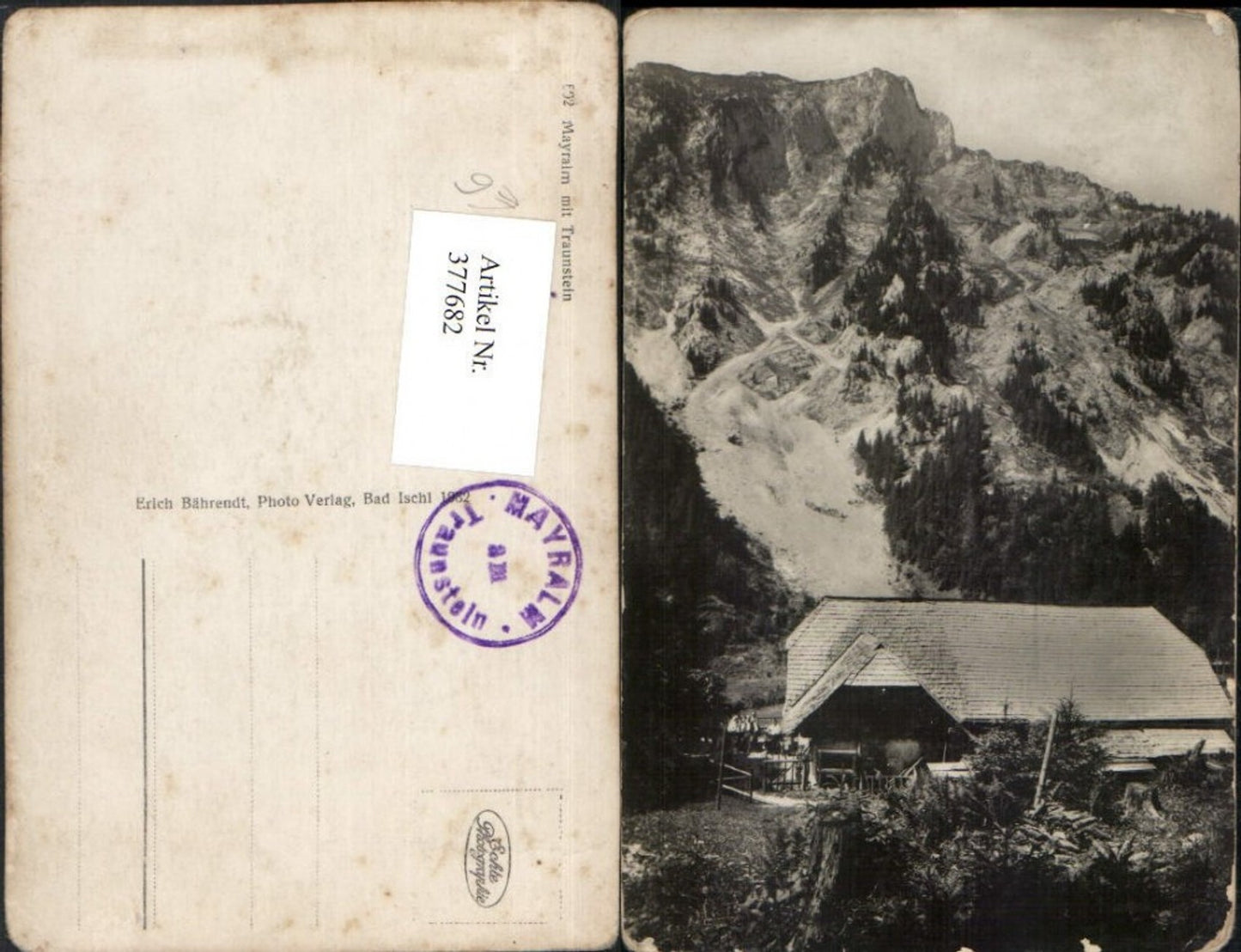 377682,Mayralm m. Traunstein b. Gmunden Bergkulisse