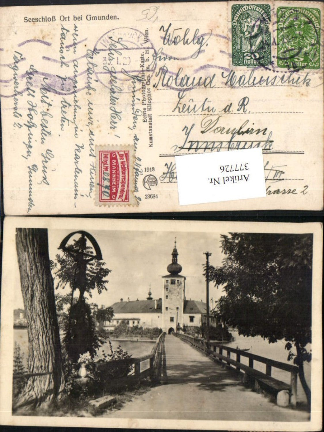 377726,Gmunden Seeschloss Schloss Ort Orth Brücke pub Kilophot 23684