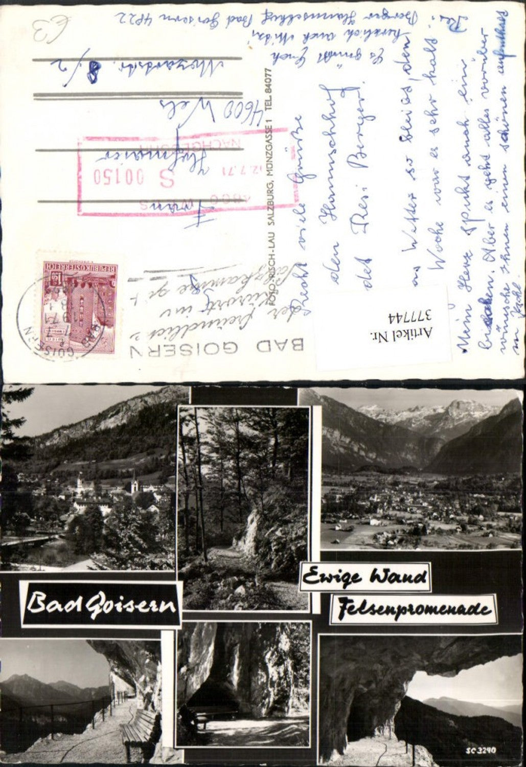 377744,Bad Goisern Totale Felsenpromenade Felswand Mehrbildkarte