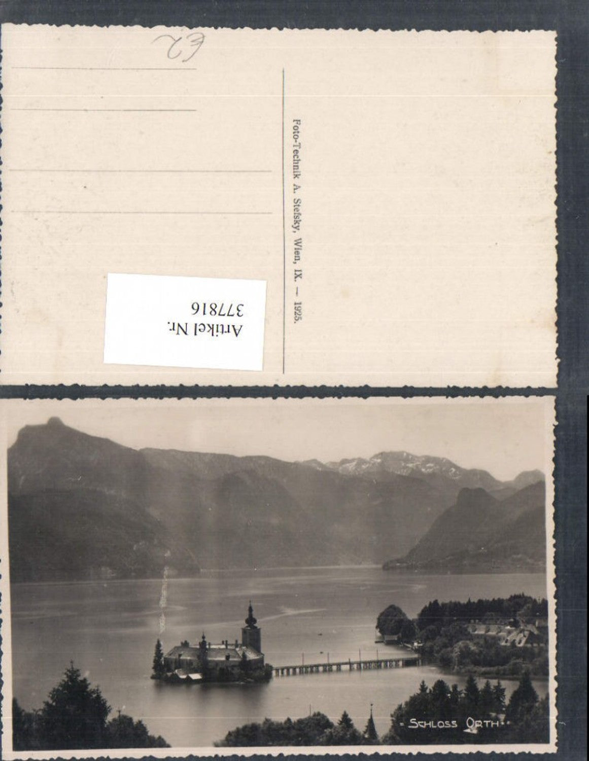 377816,Foto AK Gmunden Schloss Ort Orth Bergkulisse