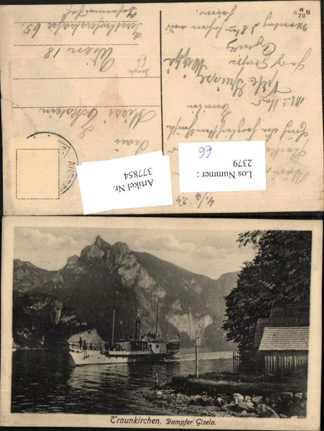 377854,Traunkirchen Dampfer Gisela Bergkulisse