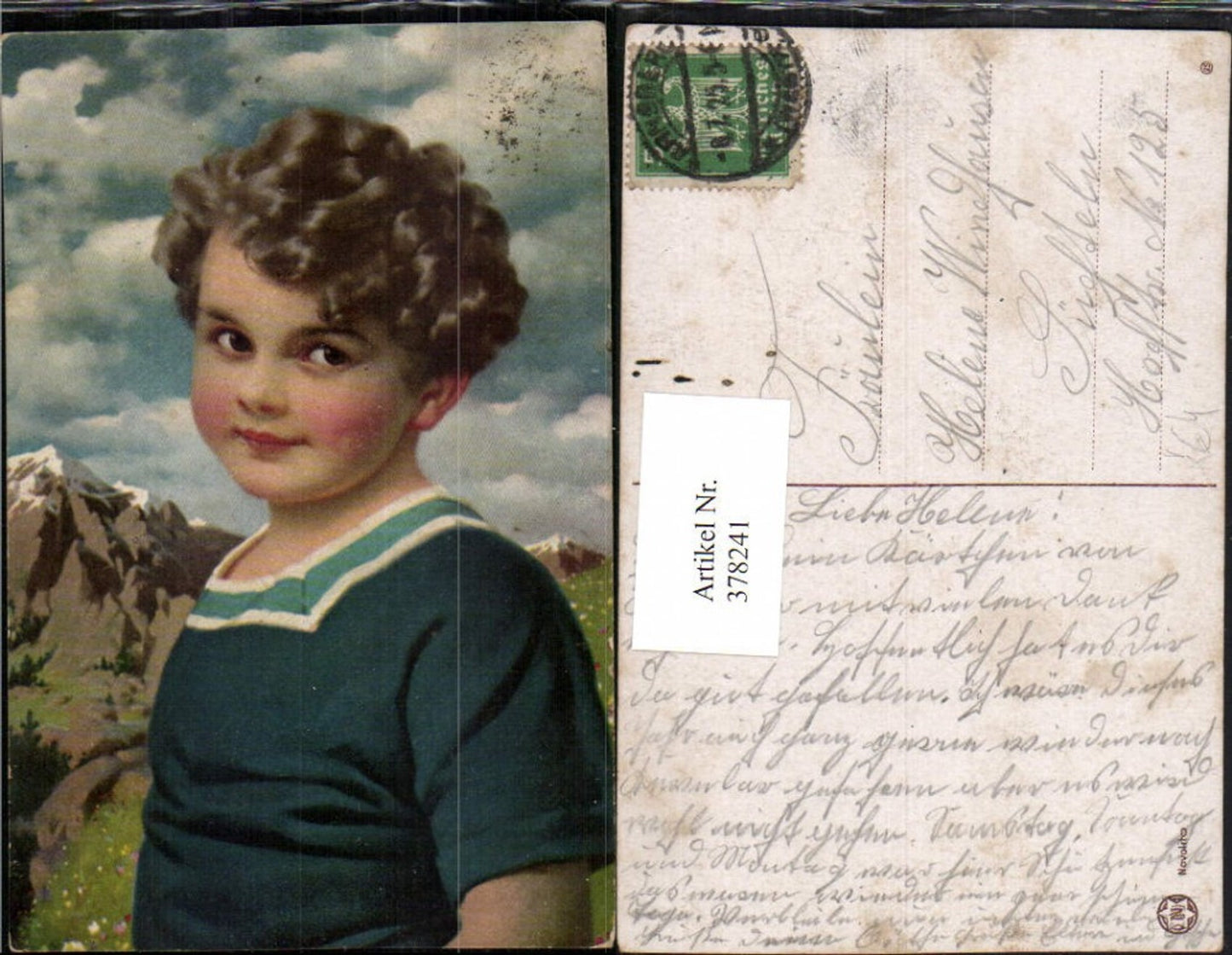 378241,Künstler AK Bub Junge Portrait Bergkulisse pub Novolito